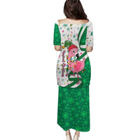 Nigeria Christmas Puletasi with Pink Flamingo Tropical Leaves and Festive Lights Design - Wonder Print Shop