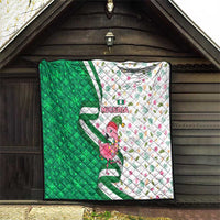 Nigeria Christmas Quilt with Pink Flamingo Tropical Leaves and Festive Lights Design - Wonder Print Shop