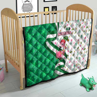 Nigeria Christmas Quilt with Pink Flamingo Tropical Leaves and Festive Lights Design - Wonder Print Shop