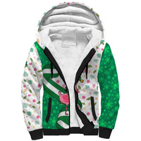 Nigeria Christmas Sherpa Hoodie with Pink Flamingo Tropical Leaves and Festive Lights Design - Wonder Print Shop