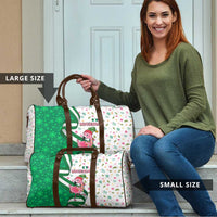 Nigeria Christmas Travel Bag with Pink Flamingo Tropical Leaves and Festive Lights Design - Wonder Print Shop