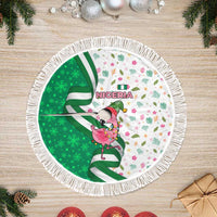 Nigeria Christmas Tree Skirt with Pink Flamingo Tropical Leaves and Festive Lights Design - Wonder Print Shop