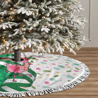Nigeria Christmas Tree Skirt with Pink Flamingo Tropical Leaves and Festive Lights Design - Wonder Print Shop