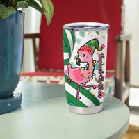 Nigeria Christmas Tumbler Cup with Pink Flamingo Tropical Leaves and Festive Lights Design - Wonder Print Shop