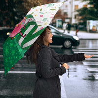 Nigeria Christmas Umbrella with Pink Flamingo Tropical Leaves and Festive Lights Design - Wonder Print Shop