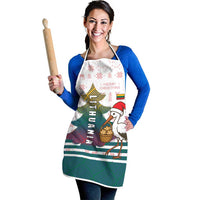Lithuania Christmas Apron with Stork Basket Snowflakes and Traditional Pattern Design - Wonder Print Shop
