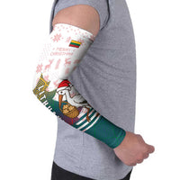 Lithuania Christmas Arm Sleeves with Stork Basket Snowflakes and Traditional Pattern Design - Wonder Print Shop
