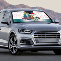 Lithuania Christmas Auto Sun Shade with Stork Basket Snowflakes and Traditional Pattern Design - Wonder Print Shop