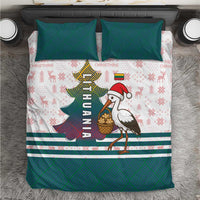Lithuania Christmas Bedding Set with Stork Basket Snowflakes and Traditional Pattern Design - Wonder Print Shop