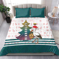 Lithuania Christmas Bedding Set with Stork Basket Snowflakes and Traditional Pattern Design - Wonder Print Shop