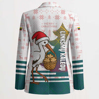 Lithuania Christmas Blazer with Stork Basket Snowflakes and Traditional Pattern Design - Wonder Print Shop