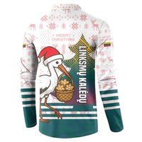 Lithuania Christmas Button Sweatshirt with Stork Basket Snowflakes and Traditional Pattern Design - Wonder Print Shop