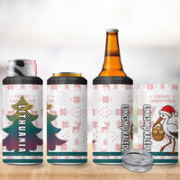 Lithuania Christmas 4 in 1 Can Cooler Tumbler with Stork Basket Snowflakes and Traditional Pattern Design - Wonder Print Shop