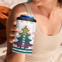 Lithuania Christmas 4 in 1 Can Cooler Tumbler with Stork Basket Snowflakes and Traditional Pattern Design - Wonder Print Shop