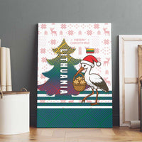 Lithuania Christmas Canvas Wall Art with Stork Basket Snowflakes and Traditional Pattern Design - Wonder Print Shop