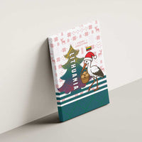Lithuania Christmas Canvas Wall Art with Stork Basket Snowflakes and Traditional Pattern Design - Wonder Print Shop