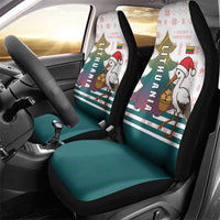 Lithuania Christmas Car Seat Cover with Stork Basket Snowflakes and Traditional Pattern Design - Wonder Print Shop