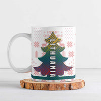 Lithuania Christmas Ceramic Mug with Stork Basket Snowflakes and Traditional Pattern Design - Wonder Print Shop