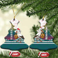 Lithuania Christmas Ceramic Ornament with Stork Basket Snowflakes and Traditional Pattern Design - Wonder Print Shop