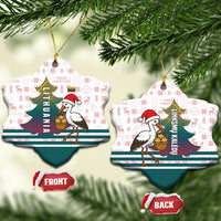 Lithuania Christmas Ceramic Ornament with Stork Basket Snowflakes and Traditional Pattern Design - Wonder Print Shop