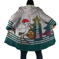Lithuania Christmas Cloak with Stork Basket Snowflakes and Traditional Pattern Design - Wonder Print Shop