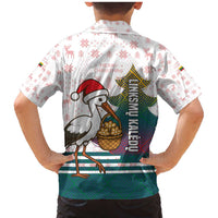 Lithuania Christmas Family Matching Mermaid Dress and Hawaiian Shirt with Stork Basket Snowflakes and Traditional Pattern Design - Wonder Print Shop