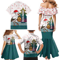 Lithuania Christmas Family Matching Mermaid Dress and Hawaiian Shirt with Stork Basket Snowflakes and Traditional Pattern Design - Wonder Print Shop