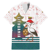 Lithuania Christmas Family Matching Mermaid Dress and Hawaiian Shirt with Stork Basket Snowflakes and Traditional Pattern Design - Wonder Print Shop