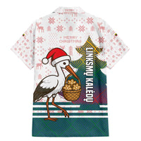 Lithuania Christmas Family Matching Mermaid Dress and Hawaiian Shirt with Stork Basket Snowflakes and Traditional Pattern Design - Wonder Print Shop