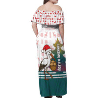 Lithuania Christmas Family Matching Off Shoulder Maxi Dress and Hawaiian Shirt with Stork Basket Snowflakes and Traditional Pattern Design - Wonder Print Shop
