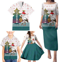 Lithuania Christmas Family Matching Puletasi and Hawaiian Shirt with Stork Basket Snowflakes and Traditional Pattern Design - Wonder Print Shop