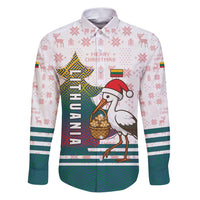 Lithuania Christmas Family Matching Puletasi and Hawaiian Shirt with Stork Basket Snowflakes and Traditional Pattern Design - Wonder Print Shop