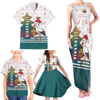 Lithuania Christmas Family Matching Tank Maxi Dress and Hawaiian Shirt with Stork Basket Snowflakes and Traditional Pattern Design - Wonder Print Shop