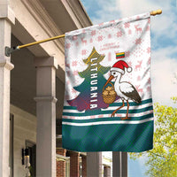 Lithuania Christmas Garden Flag with Stork Basket Snowflakes and Traditional Pattern Design - Wonder Print Shop