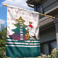 Lithuania Christmas Garden Flag with Stork Basket Snowflakes and Traditional Pattern Design - Wonder Print Shop