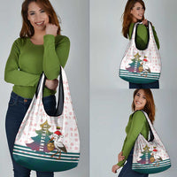 Lithuania Christmas Grocery Bag with Stork Basket Snowflakes and Traditional Pattern Design - Wonder Print Shop
