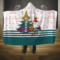 Lithuania Christmas Hooded Blanket with Stork Basket Snowflakes and Traditional Pattern Design - Wonder Print Shop