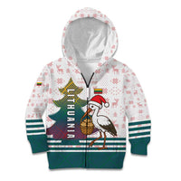 Lithuania Christmas Kid Hoodie with Stork Basket Snowflakes and Traditional Pattern Design - Wonder Print Shop