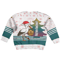 Lithuania Christmas Kid Ugly Christmas Sweater with Stork Basket Snowflakes and Traditional Pattern Design - Wonder Print Shop