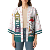 Lithuania Christmas Kimono with Stork Basket Snowflakes and Traditional Pattern Design - Wonder Print Shop