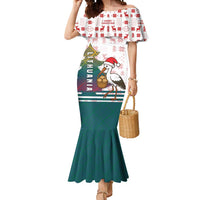 Lithuania Christmas Mermaid Dress with Stork Basket Snowflakes and Traditional Pattern Design - Wonder Print Shop