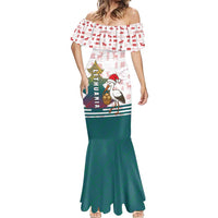 Lithuania Christmas Mermaid Dress with Stork Basket Snowflakes and Traditional Pattern Design - Wonder Print Shop