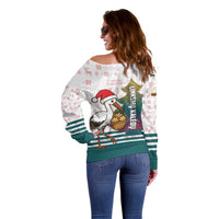 Lithuania Christmas Off Shoulder Sweater with Stork Basket Snowflakes and Traditional Pattern Design - Wonder Print Shop