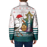 Lithuania Christmas Padded Jacket with Stork Basket Snowflakes and Traditional Pattern Design - Wonder Print Shop