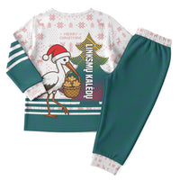 Lithuania Christmas Pajama Set with Stork Basket Snowflakes and Traditional Pattern Design - Wonder Print Shop