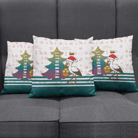 Lithuania Christmas Pillow Cover with Stork Basket Snowflakes and Traditional Pattern Design - Wonder Print Shop
