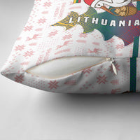 Lithuania Christmas Pillow Cover with Stork Basket Snowflakes and Traditional Pattern Design - Wonder Print Shop
