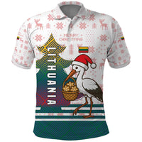 Lithuania Christmas Polo Shirt with Stork Basket Snowflakes and Traditional Pattern Design - Wonder Print Shop