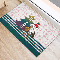 Lithuania Christmas Rubber Doormat with Stork Basket Snowflakes and Traditional Pattern Design - Wonder Print Shop