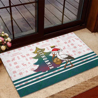 Lithuania Christmas Rubber Doormat with Stork Basket Snowflakes and Traditional Pattern Design - Wonder Print Shop